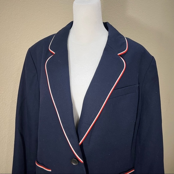 BODEN Lilah Tipped Blazer Jacket NAVY Sz 16R Business Casual Preppy Accademia - Picture 7 of 12